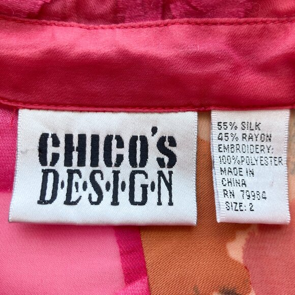 Chico's Design VTG Silk Blend Floral Burnout Blouse - Picture 3 of 8